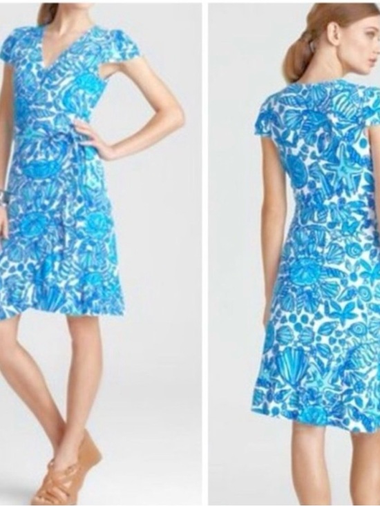 Lilly Pulitzer Dresses & Skirts - Lilly Pulitzer Blue  V-Neck Tie-Waist Adriel Dress